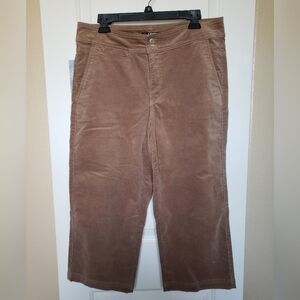 NWT Ralph Lauren Chaps Wide Leg Corduroy Crop Pants sz 12 Petite color: Walnut